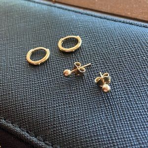 Mejuri Gold Sphere Studs and Gold Mini Hoops